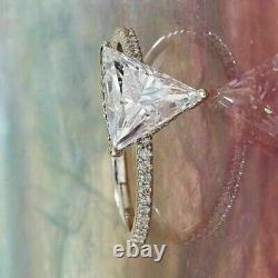 3.0Ct Trillion Good Cut Moissanite Solitaire 925 Sterling Silver Engagement Ring