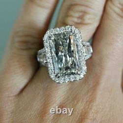 3.20Ct Radiant Cut Simulated Diamond Halo Engagement Ring 14K White Gold Plated