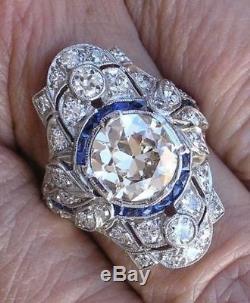 3.25 Ct Art Deco Vintage Bezel Round Cut Engagement Ring 925 Sterling Silver