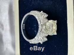 3.33 Ct Off White Moissanite Vintage Engagement Ring 925 Sterling Silver Size 8