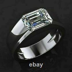 3.5 Ct Asscher Simulated Real Solitaire Engagement Ring 14K White Gold Plated