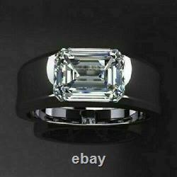 3.5 Ct Asscher Simulated Real Solitaire Engagement Ring 14K White Gold Plated