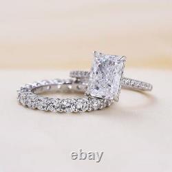 3.50 CT Radiant Cut Moissanite Bridal Set Engagement Ring 14k White Gold Plated