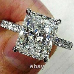 3.50 TCW Radiant Cut Brilliant Moissanite Engagement Ring 14K White Gold Plated