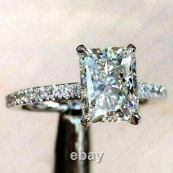 3.50 TCW Radiant Cut Brilliant Moissanite Engagement Ring 14K White Gold Plated