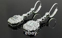 3.50Ct Baguette Moissanite 925 Sterling Silver Plated Drop/Dangle Womens Earring