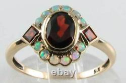 3.50Ct Oval Cut Red Garnet & Fire Opal Art Deco Vintage Ring 14k Rose Gold Over