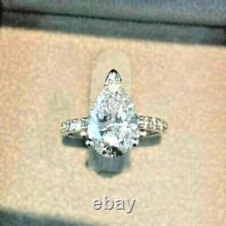 3.50Ct Pear Cut Simulated Solitaire Women Engagement Ring 14k White Gold Finish