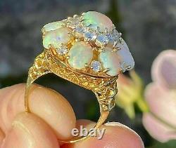 3.5Ct Oval Cut Lab Created Fire Opal Halo Engagement Ring 14k Yellow Gold Finish