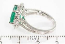 3.5ct Green Sapphire Art Deco 925 Silver Engagement Vintage Antique Ring