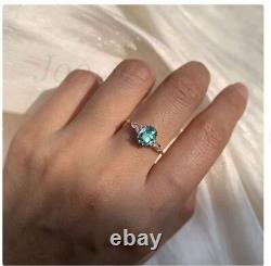 3.5ct Green Sapphire Engagement Ring Vintage Oval Cut Green Sapphire Ring