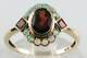 3.60ct Oval Cut Red Garnet & Fire Opal Art Deco Vintage Ring 14k Rose Gold Over