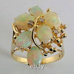 3.75 Ct Oval Cut Natural Fire Opal Women's Ring 14k Yellow Gold Silver Plated