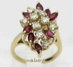 3 Ct Marquise Cut Simulated Red Ruby Cocktail Ring 14K Yellow Gold Plated