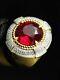 3. Ct Round Cut Lab Created Brilliant Ruby Engagement Ring 14k Yellow Gold Plated