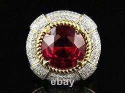 3. Ct Round Cut Lab Created Brilliant Ruby Engagement Ring 14K Yellow Gold Plated