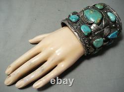 300 Grams Big Best Vintage Men's Navajo Turquoise Sterling Silver Bracelet