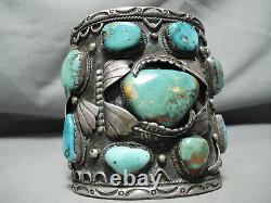 300 Grams Big Best Vintage Men's Navajo Turquoise Sterling Silver Bracelet