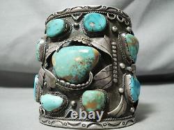 300 Grams Big Best Vintage Men's Navajo Turquoise Sterling Silver Bracelet