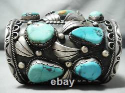 300 Grams Big Best Vintage Men's Navajo Turquoise Sterling Silver Bracelet