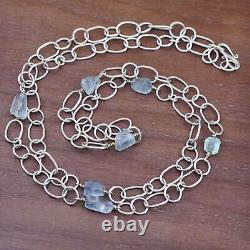 38 10mm, vintage Sterling silver necklace, 925 oval chain with prehnite nugget