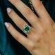 3ct Asscher Cut Green Emerald Solitaire Engagement Ring 14k White Gold Finish