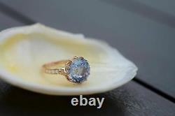 3CT Round Cut Tanzanite 14K Rose Gold Finish Engagement Wedding Vintage Ring