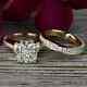 3ct Cushion Cut Real Moissanite Bridal Set Wedding Ring 14k Yellow Gold Plated