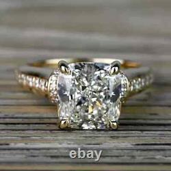 3Ct Cushion Cut Real Moissanite Bridal Set Wedding Ring 14K Yellow Gold Plated