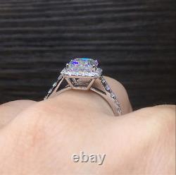 3Ct Emerald Cut Simulated Diamond Halo Engagement Ring 14K White Gold Plated