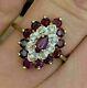 3ct Natural Red Garnet Halo Vintage Engagement Ring 14k Yellow Gold Plated
