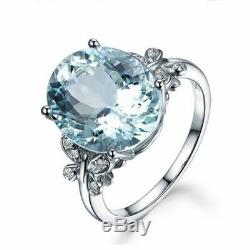 3Ct Oval Cut Aquamarine Vintage Solitaire Engagement Ring 18K White Gold Finish