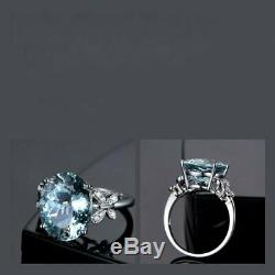 3Ct Oval Cut Aquamarine Vintage Solitaire Engagement Ring 18K White Gold Finish