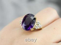 3Ct Oval Cut Lab Created Amethyst Solitaire Engagement Ring 925 Sterling Silver