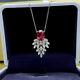 3ct Oval Cut Red Ruby & Diamond Pendant In 14k White Gold Finish 18 Free Chain