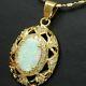 3ct Oval Cut Simulated Fire Opal Vintage Pendant 14k Yellow Gold Finish