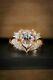 3ct Oval Lab Created Morganite Diamond Leaves Vintage Ring 14k Rose Gold Over