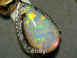 3Ct Pear Cut Fire Opal Diamond Teardrop Pendant 14K Yellow Gold Over Free Chain