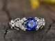 3ct Round Cut Blue Sapphire Solitaire Engagement Ring In 14k White Gold Finish