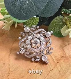 3Ct Round Cut Lab Created Diamond Womens Pretty Brooch Pin 14k White Gold Plated