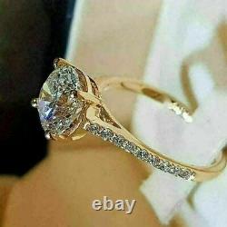 3Ct Round Cut VVS1/D Diamond Solitaire Engagement Ring 14K Yellow Gold Finish