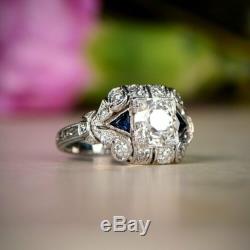 3Ct Round Diamond Vintage Victorian Antique Engagement Ring 14K White Gold Over