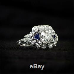 3Ct Round Diamond Vintage Victorian Antique Engagement Ring 14K White Gold Over