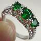 3ct Round Lab Created Emerald Halo 925 Sterling Silver Engagement Ring