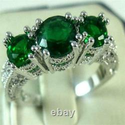 3Ct Round Lab Created Emerald Halo 925 Sterling Silver Engagement Ring
