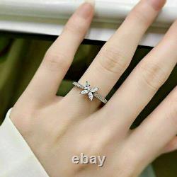 3ct Marquise Cut Diamond Flower Engagement Weddings Ring 14K White Gold Finish