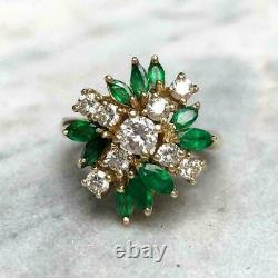 4.00Ct Round Cut Lab Created Emerald Women's 925 Sterling Silver Vintage Ring