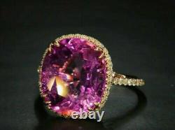 4.10Ct Oval Cut Pink Sapphire & Diamond Engagement Ring 14k Yellow Gold Finish