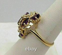 4.20Ct Pear Cut Purple Amethyst Vintage Weddings Rings in 14k Yellow Gold Finish