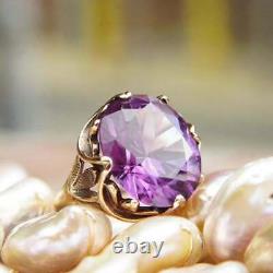 4 Ct Yellow Gold Plated Simulated Amethyst Art Deco Ring Vintage Style Ring